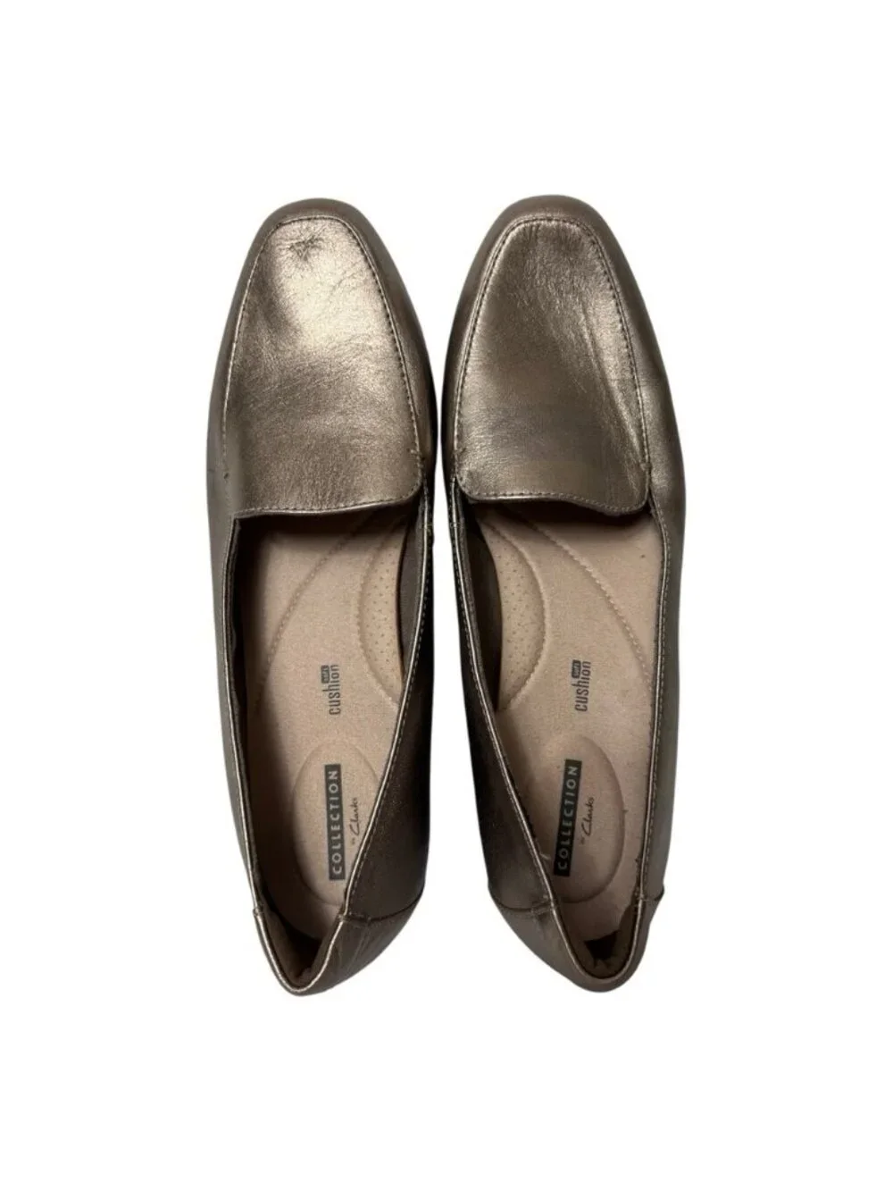 Clarks Juliet Lora Loafers Size 11 Metallic Pewter Leather Slip On